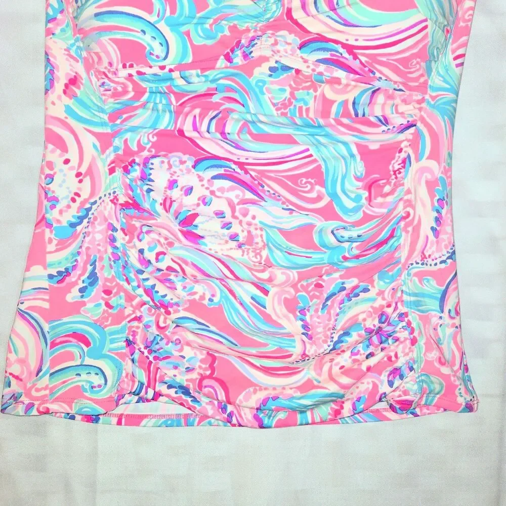 LILLY PULITZER Swimwear Jimmi Tankini Top Prosecco Pink Don't Be Jelly Women S